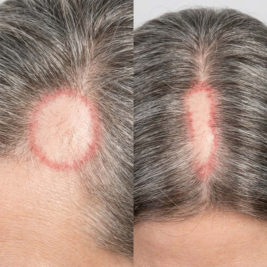 Widening part line and thinning scalp