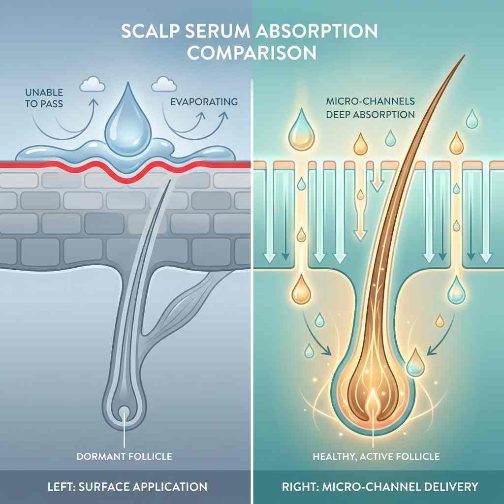 Topical serum sitting on the surface vs. microinfusion delivering below the skin